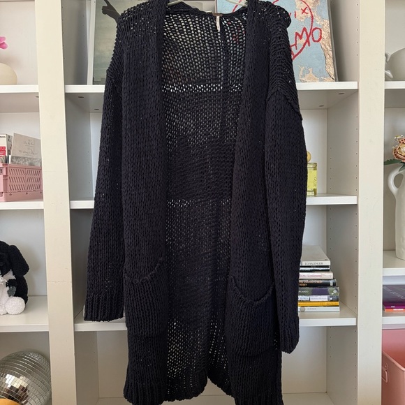Free People Navy Blue Simply Sienna Cardi - Picture 2 of 8